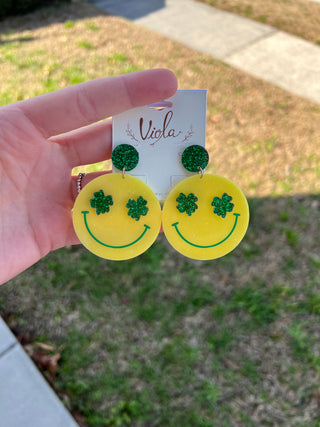 St. Pattys Smiley Face Earrings