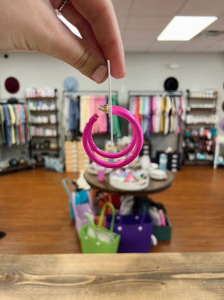 45mm Metallic Hot Pink Hoop Earrings