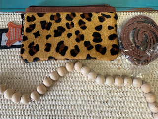 Cheetah Print Fringe Clutch/Crossbody Handbag