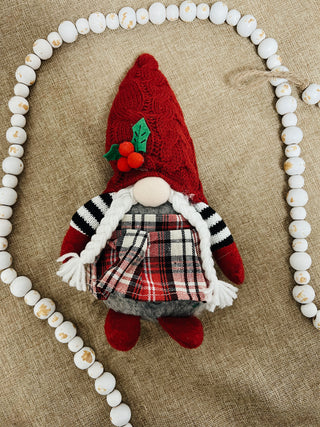 Holly Berry Plaid Gnome